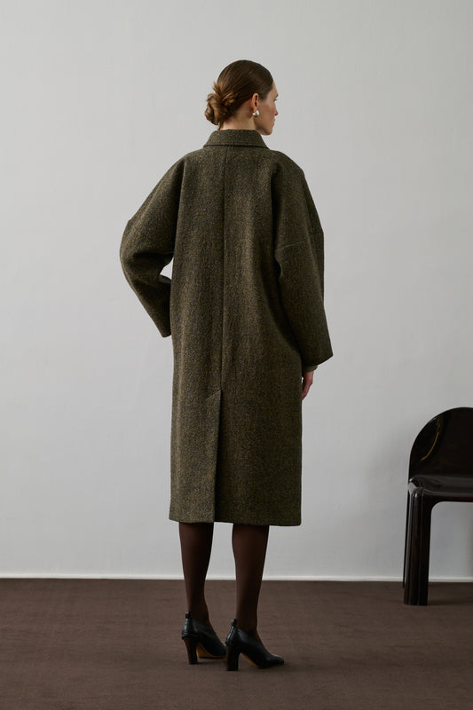 Manteau Guilhem - Kaki Chiné - Laine - Femme