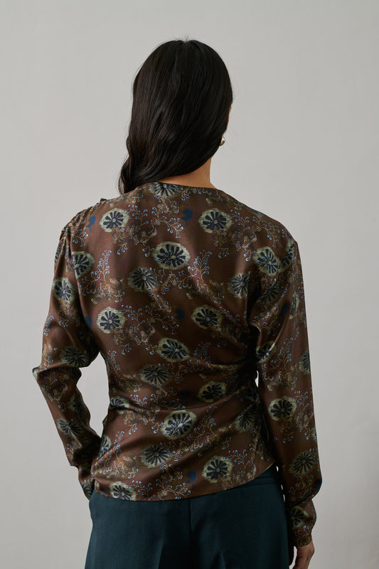 Blouse Fresia - Aubergine/Vert - Soie - Femme